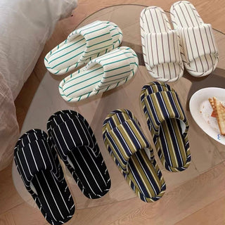 Striped Open Toe Soft Room Shoes  Indoor Slippers