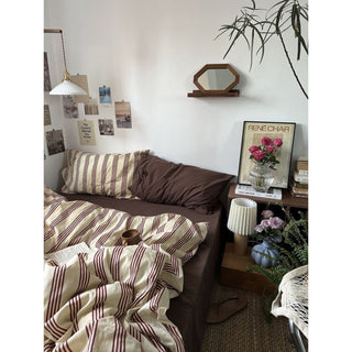 Brown Stripe Duvet Cover Set  Bed Cover