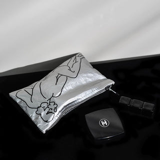 Body Nuance Art Cosmetic Storage Flat Pouch  Silver