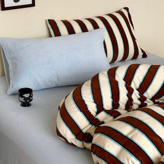 Blue Mix Wide Stripe Winter Duvet Cover Set