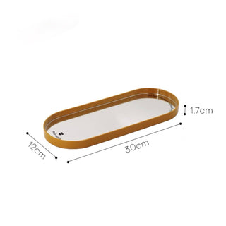 Oval-shaped mirror trayin  accessory storage