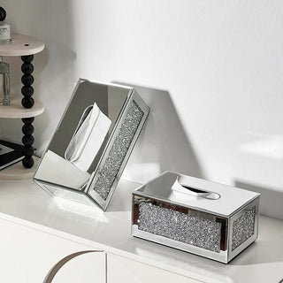 Luxury Glitter Mirror Tissue Case Mirror Silver