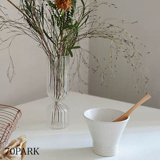 Striped Clear Glass Flower Vase