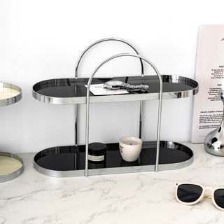 Silver Arch Frame Oval Two-Tier Storage Rack  Perfume Storage