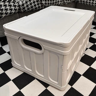 Foldable storage container with handle white