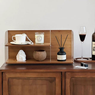 Bamboo Clear Two-Tier Storage Display Rack   Perfume Storage