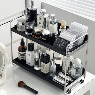 Iron Silver Frame Two-Tier Cosmetic Storage Rack