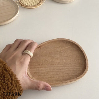 Oval-shaped wooden tray set of 2 bean plate