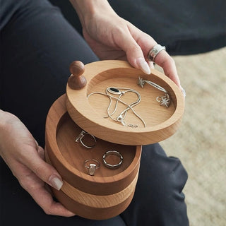 Natural Wood Sliding Tier Accessory Tray for Small Items Storage