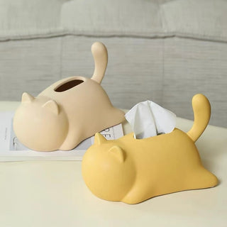 Lying Down Cat Ceramic Tissue Case  Cat Tissue Box