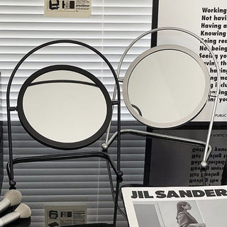 Iron Frame Round Rotating Mirror  Tabletop Mirror