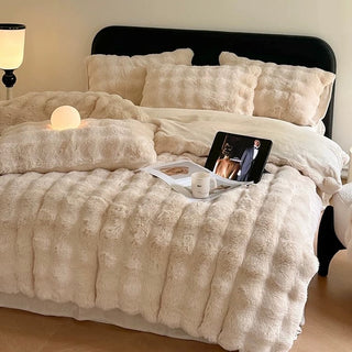 Light Beige Fluffy and Soft Duvet Cover Set 2 Sizes  Bed Cover Bedding Cover