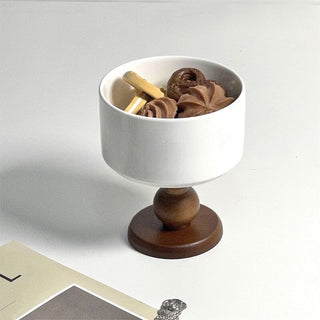 Wood Legged Ceramic Mini Trinket Box