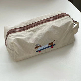 Skateboard Dog Cosmetics Storage Waterproof Pouch Hanging Makeup Pouch Travel Pouch Dachshund