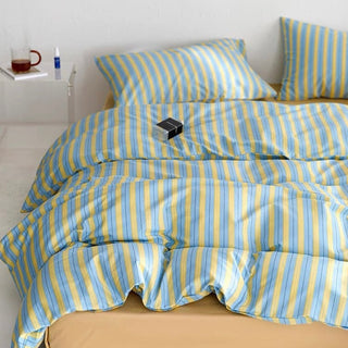 Blue and Yellow Stripe Duvet Cover Set