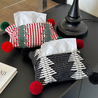 PomPom Mix Color Knit Tissue Case Cover
