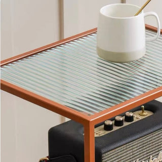 Iron Glass Storage Side Table