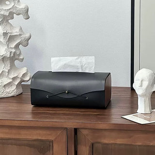 Side Wood Faux Leather Simple Tissue Case