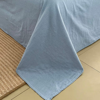 Gray x Blue Stripe Soft Cotton Duvet Cover Set   Bed Cover  All Seasons  Year-Round