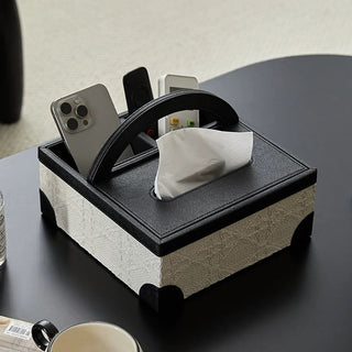 Leather Jacquard Multifunctional Tissue Case   Remote Control Storage Small Item Holder