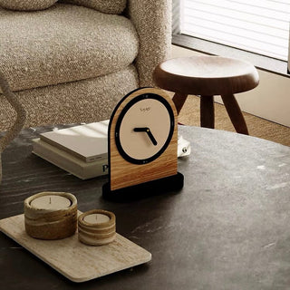 Wood Bicolor Clock Table Clock Silent