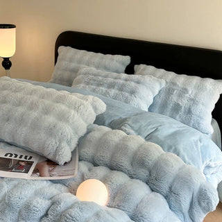 Light Blue Fluffy and Soft Duvet Cover Set  Bed Cover Bedding Cover