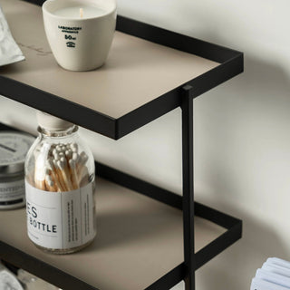 Iron Leather Rectangular Three-Tier Tray  Storage Rack Cosmetic Storage