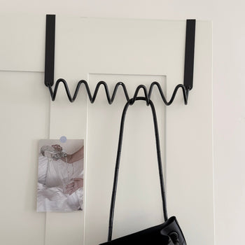 Black Wavy Door Hooks  3 Types   Hanger Hooks   Suitable for Rental Properties  No Drilling Required