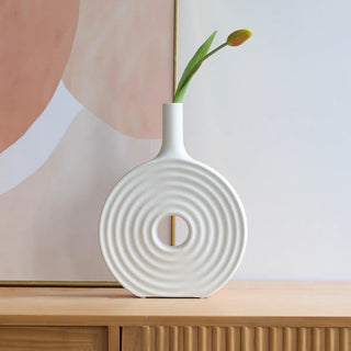 Donut-shaped ceramic flower vase