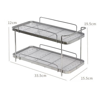 Striped Clear Stainless Steel Two-Tier Storage Rack Silver Perfume Storage