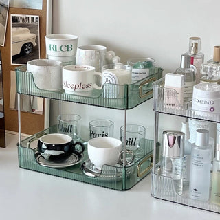 Clear Stripe Pattern Tier Cosmetic Storage Rack