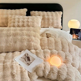 Light Beige Fluffy and Soft Duvet Cover Set 2 Sizes  Bed Cover Bedding Cover