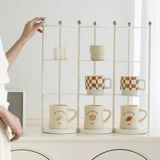 Iron Frame Tier Storage Display Rack  with Cup Holder