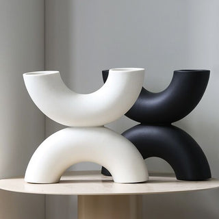 Semicircular X-shaped Art Ceramic Flower Vase