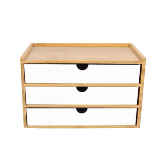 Bamboo Drawer Monitor Stand Storage Rack