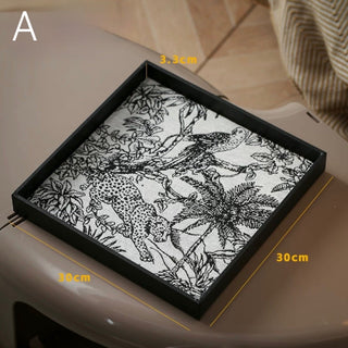Monochrome Jacquard Square Tray  Storage Accessory Tray