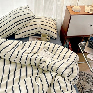 Blue Double Stripe Duvet Cover Set