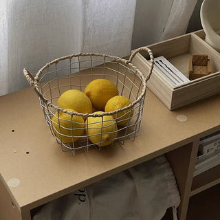 Handled Iron Mini Basket Storage Basket