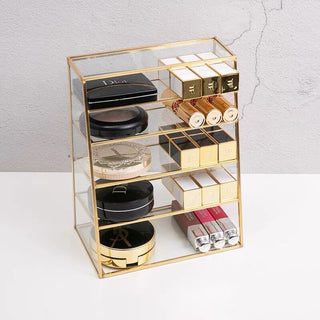 Gold Frame Clear Vertical Cosmetic Storage Rack