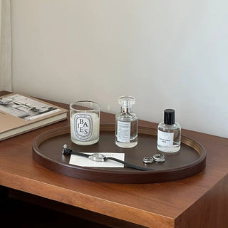 Oval-shaped simple retro wood trayin 2 sizes for storage small item holder perfume storage.