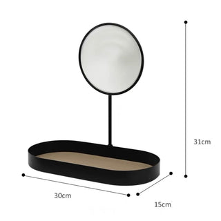 Round Storage Tray with Mirror   Small Item Organizer with Mirror