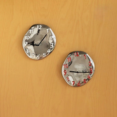 Silver Ceramic 3D Dial Round Clock  Wall Clock