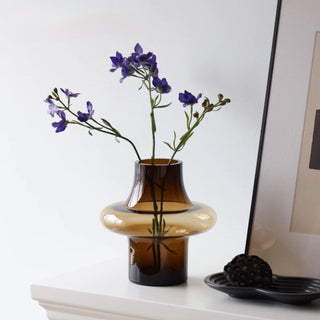 Brown color Clear glass flower vasein 2 sizes.