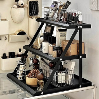 Three-tiered Perfume & Cosmetics Display Iron Storage Open Rack