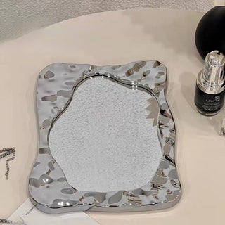 Silver Textured Tabletop Mirror  Mirror Tray