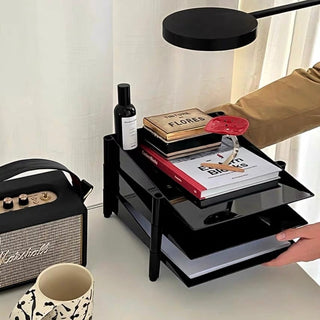 Three-tier stacking A4 file tray document storage