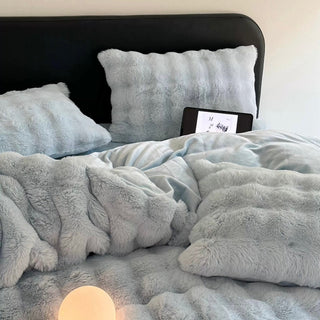 Light Blue Fluffy and Soft Duvet Cover Set  Bed Cover Bedding Cover