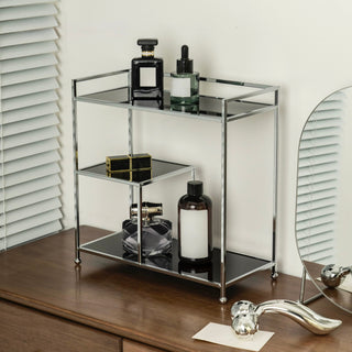 Silver Frame Multi-Tier Storage Display Rack  Monotone Perfume Storage