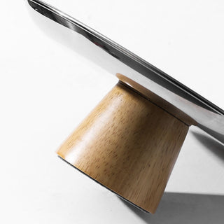 Wood Legged Silver Metallic Tray Stand