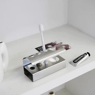 Stainless steel silver simple toothbrush stand